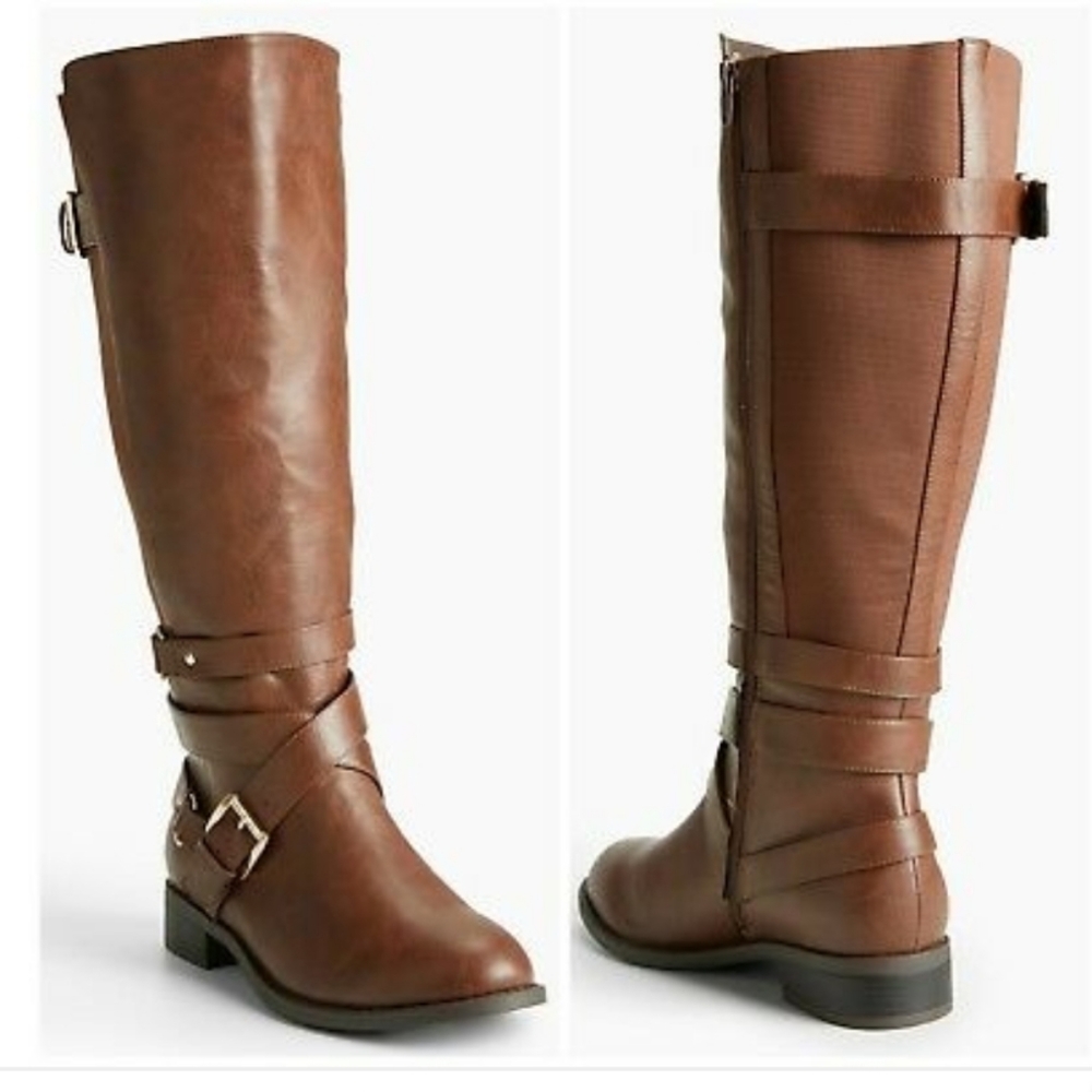 TORRID MULTI METAL STRAP TALL BOOTS